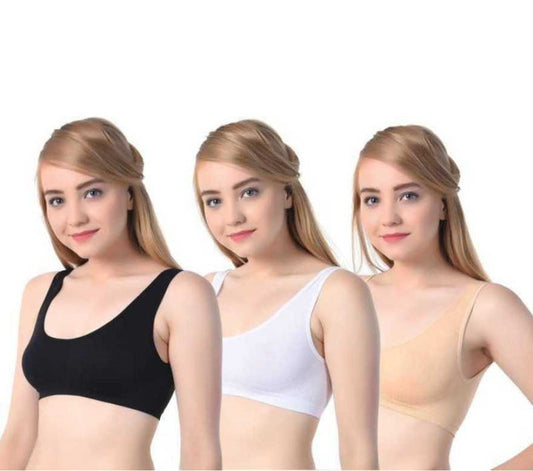 Generic Cotton Blend Women's Air Bra Free Size (Multicolor)
