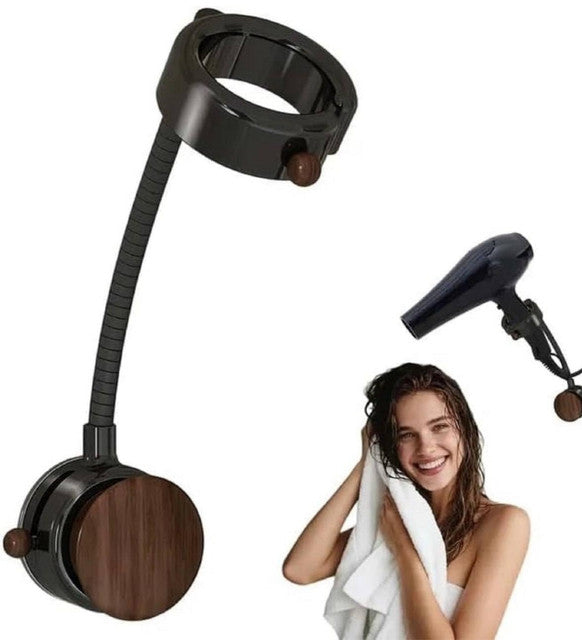 Generic Wood-Plastic Hair Dryer Holder (Black)