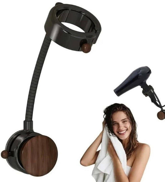 Generic Wood-Plastic Hair Dryer Holder (Black)