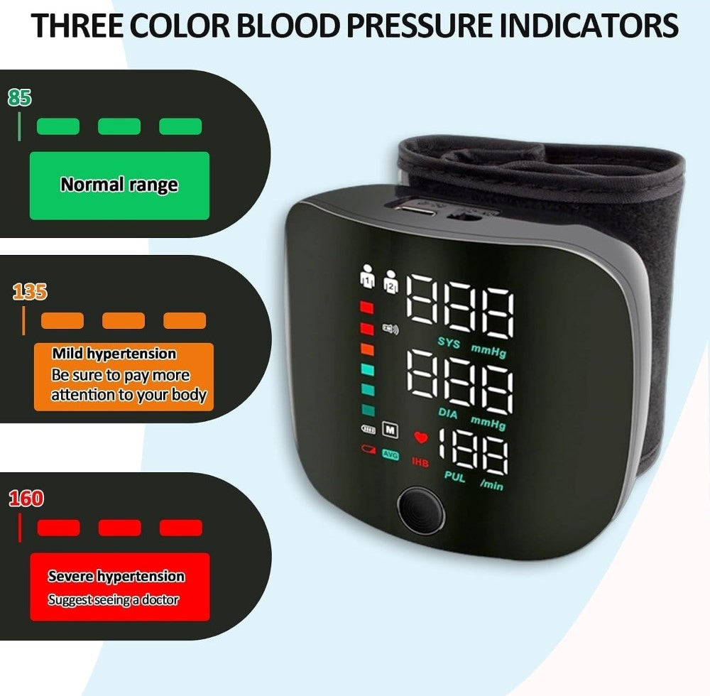 Generic Plastic Digital Wrist Blood Pressure Monitor (Black)