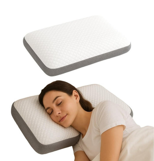 Memory Foam Orthopedic Memory Foam Pillow For Sleeping (White-Grey)
