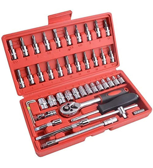 Steel 46-In-1 Tool Kit (Silver-Red)