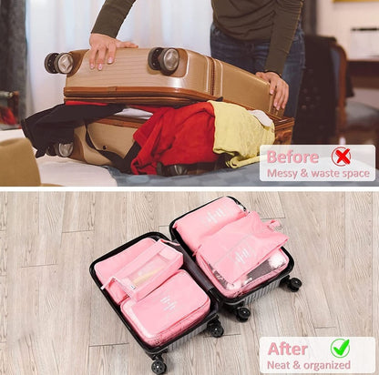 Generic Nylon 7 Pcs Travel Waterproof Storage Bag (Pink)