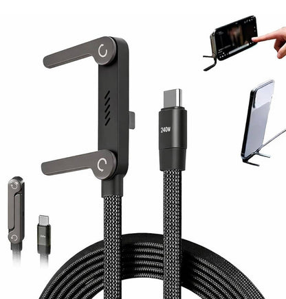 Generic Aluminum Alloy 2-In-1 Invisible Holder Charger Cable (Black)