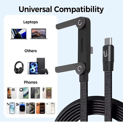 Generic Aluminum Alloy 2-In-1 Invisible Holder Charger Cable (Black)