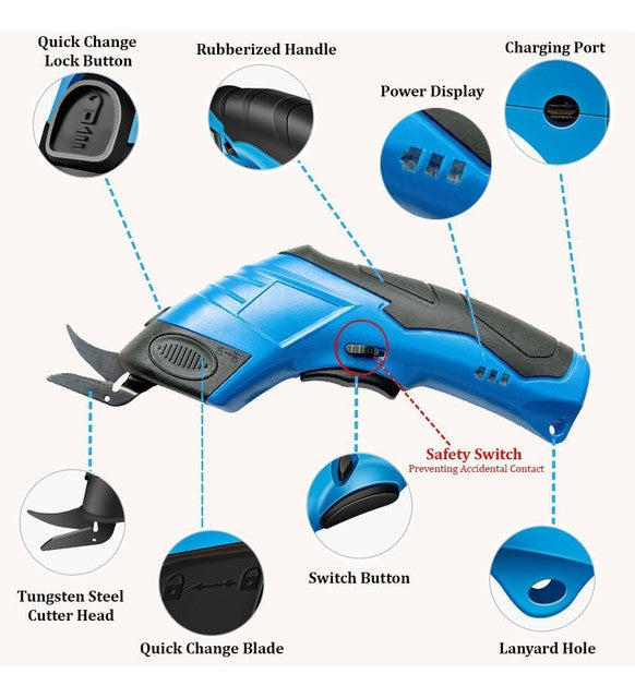 Generic Plastic Cordless Electric Scissor (Blue-Black)
