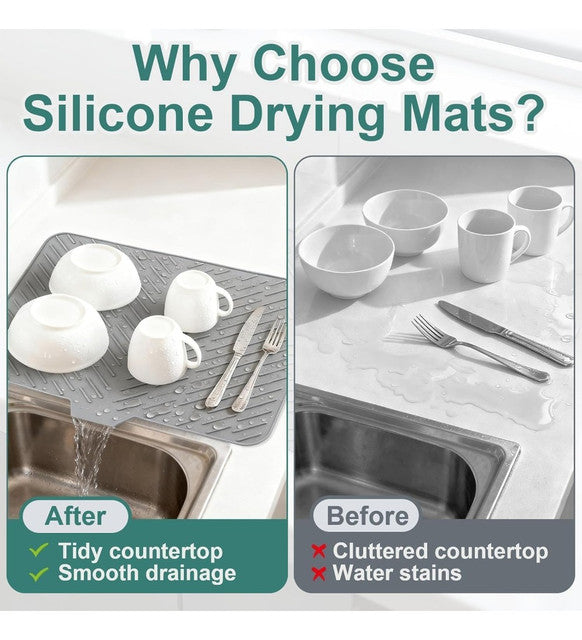 Generic Silicone Dish Drying Mat Size 14*12 Inch (Grey)