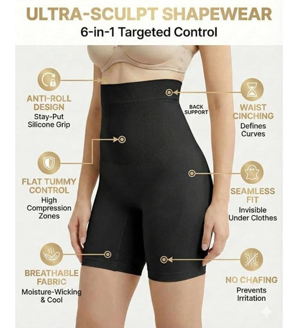 Generic Nylon Women's Heavy Shapewear (Beige-Black)