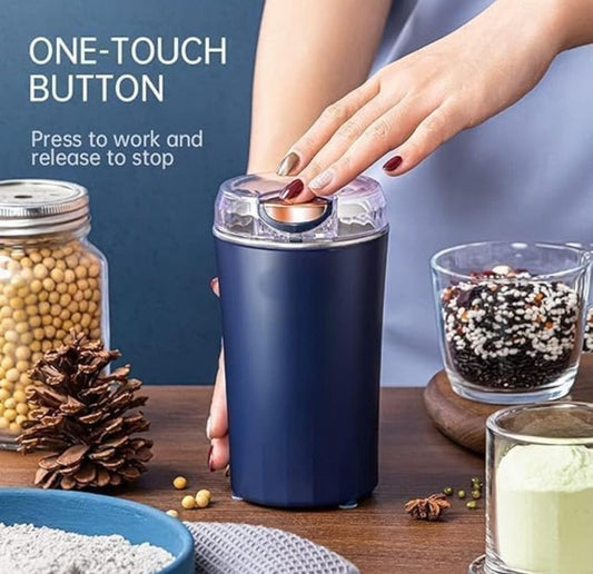 Plastic-Stainless Steel Electric Coffee Bean Grinder (Navy Blue)