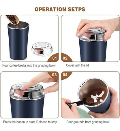 Generic Plastic-Stainless Steel Electric Coffee Bean Grinder (Navy Blue)
