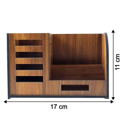 Premium Wooden Desk Organizer With Phone Stand Pen Holder Card Holder (1 Pc)