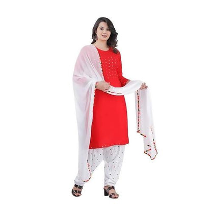 Premium Rayon Embroidery Kurta with Patiyala Pajama and Dupatta