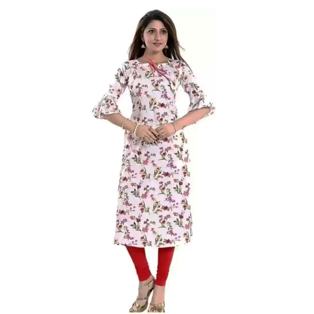 Colorful Styles American Crepe Printed Women Straight Kurti Combo(3 Pieces)