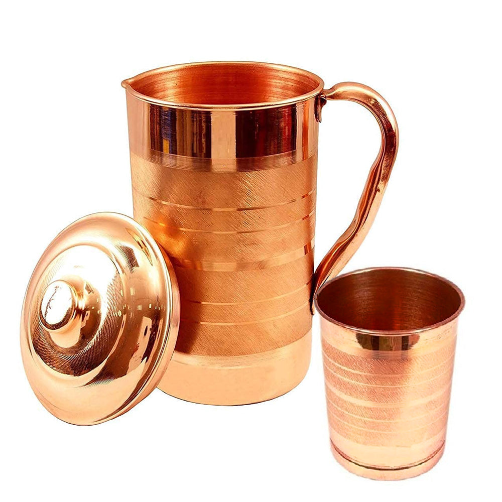 Copper Serving Jug With Glass
