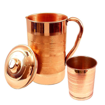 Copper Serving Jug With Glass