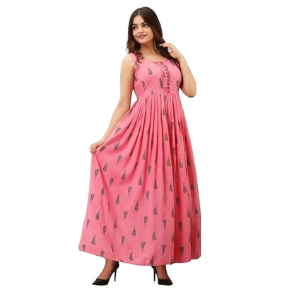 Rayon printed Anarkali Sleevless Kurti Gown