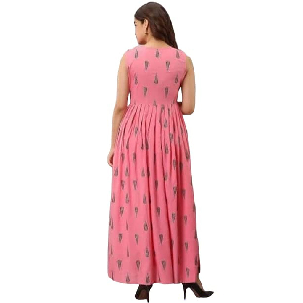 Rayon printed Anarkali Sleevless Kurti Gown