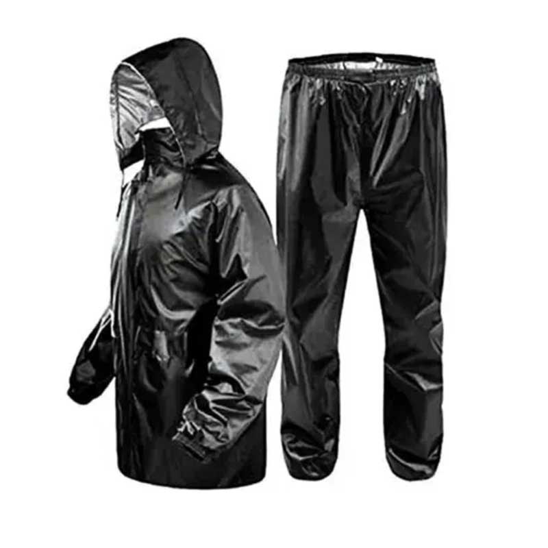 Black raincoat and pants set
