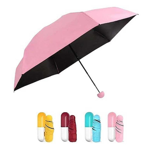 Colorful pill-shaped umbrellas