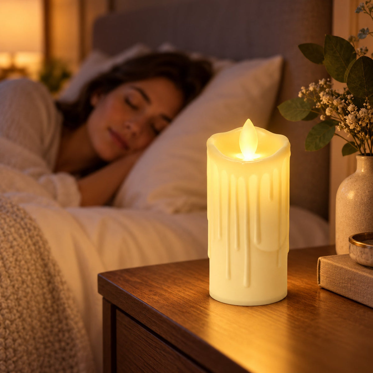 Flameless Led Pillar Candle For Festive Table And Home Decor (3 Pc)