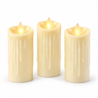 Flameless Led Pillar Candle For Festive Table And Home Decor (3 Pc)