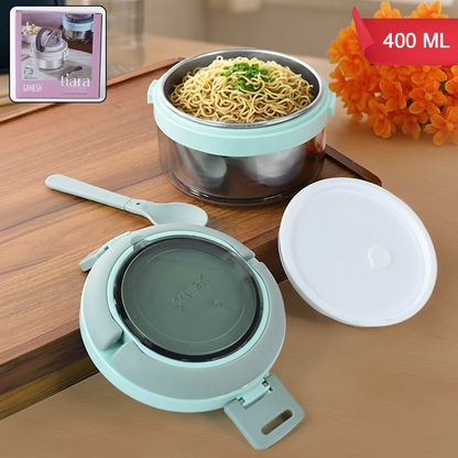 Ganesh Tiara 400ml Stainless Steel Insulated Lunch Box With Leakproof Lid  Folding Spoon