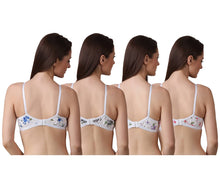 Load image into Gallery viewer, Women&#39;s Regular Cotton Wear Assorted Colour Print  Bra Pack Of 4