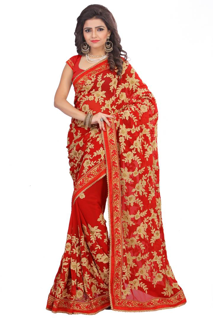 Red Wedding Wear Women's Saree