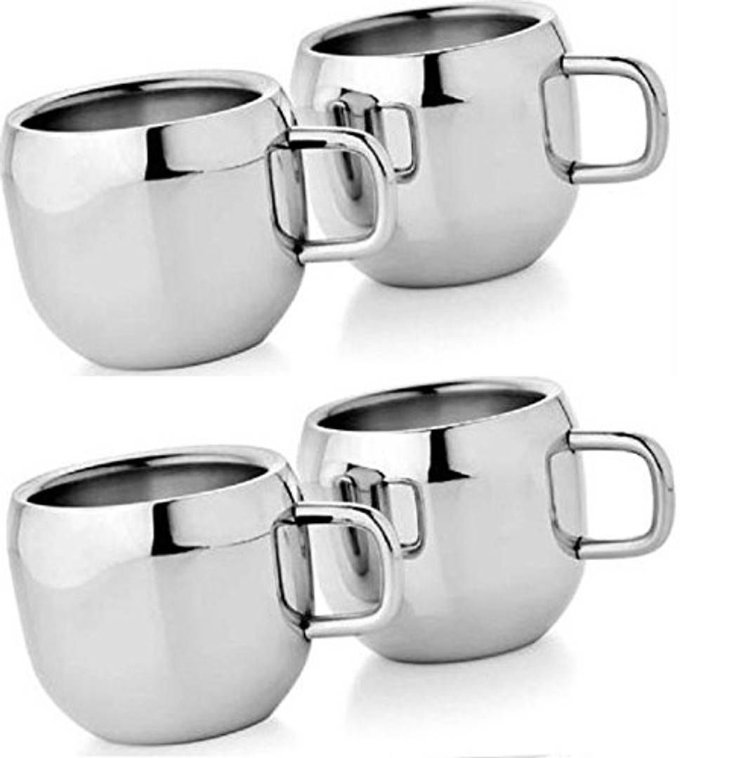 Stainless Steel Cup Set, Set of 4, Silver