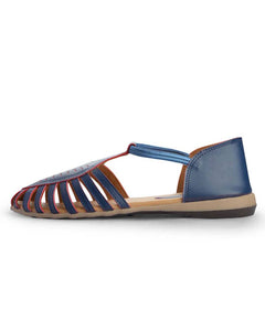 Blue Solid Synthetic Leather Sandals