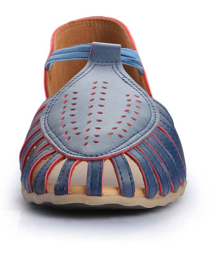 Blue Solid Synthetic Leather Sandals
