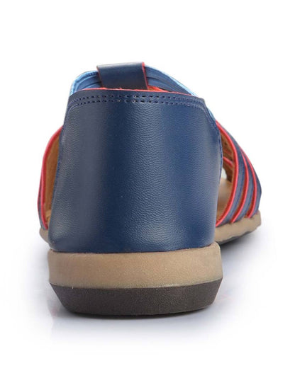 Blue Solid Synthetic Leather Sandals
