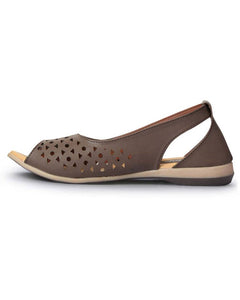 Brown Solid Synthetic Leather Sandals