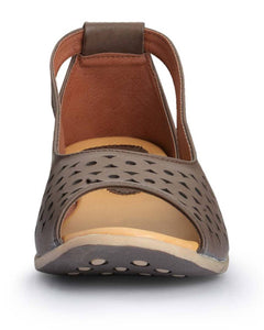 Brown Solid Synthetic Leather Sandals