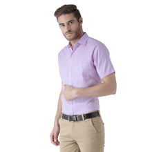 Load image into Gallery viewer, Purple Cotton Half Sleeve Solid Formal Shirt