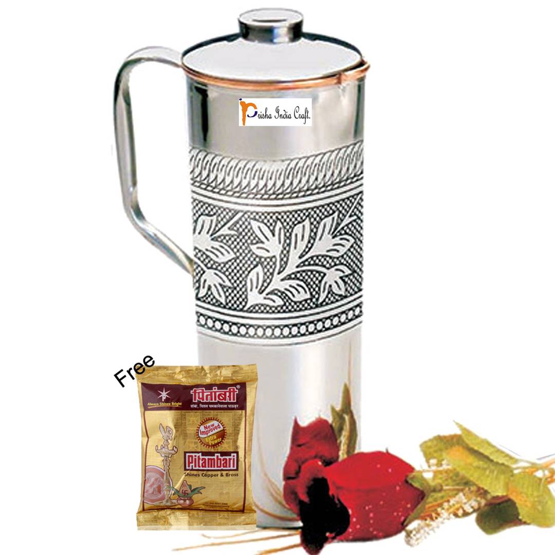 Silver Pure Copper Jug Pitcher 900 ML