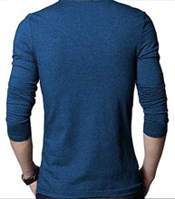 Load image into Gallery viewer, Seven Rocks Blue Trendy Cotton Henley T Shirt
