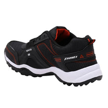 Load image into Gallery viewer, Black Self Design Lace Up Sports Running Shoes