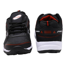 Load image into Gallery viewer, Black Self Design Lace Up Sports Running Shoes