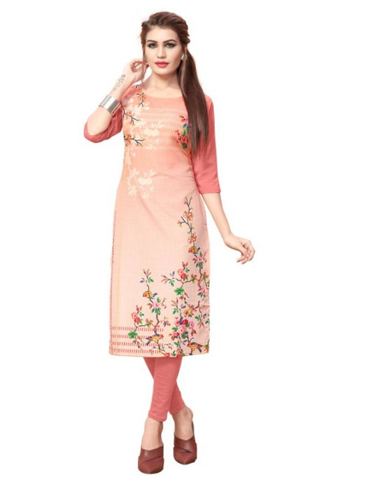 Printed Straight Cut Crepe Kurti