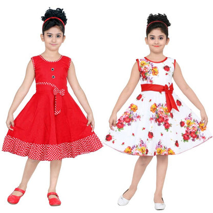 RED AND WHITE COMBO COTTON FROCK