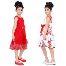 Load image into Gallery viewer, RED AND WHITE COMBO COTTON FROCK