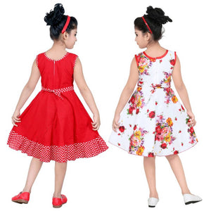 RED AND WHITE COMBO COTTON FROCK