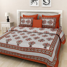 Load image into Gallery viewer, Hand Screen Floral King Size Bed Sheet With Two Pillow Covers