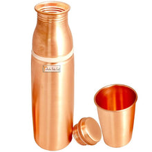 Load image into Gallery viewer, Copper Water Bottle 900 ML with Glass 250 ML, Lacquer Coated, Drinkware Set