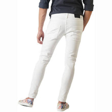 Load image into Gallery viewer, Men&#39;s White Cotton Blend Slim Fit Mid-Rise Jeans