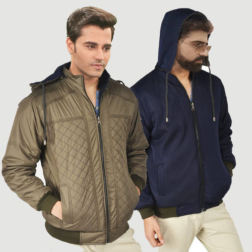 Men's Multicoloured Polyester Long Sleeves Double Sided Twill Jacket