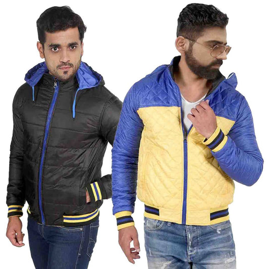 Men's Multicoloured Polyester Long Sleeves Reversible Jacket
