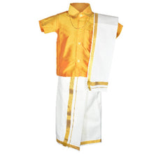 Load image into Gallery viewer, Chella Mapillai Boy&#39;s Golden Silk Blend Shirt and Dhoti
