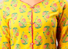 Load image into Gallery viewer, Cotton Floral Print A-Line Kurta With Palazzo Set In Yellow